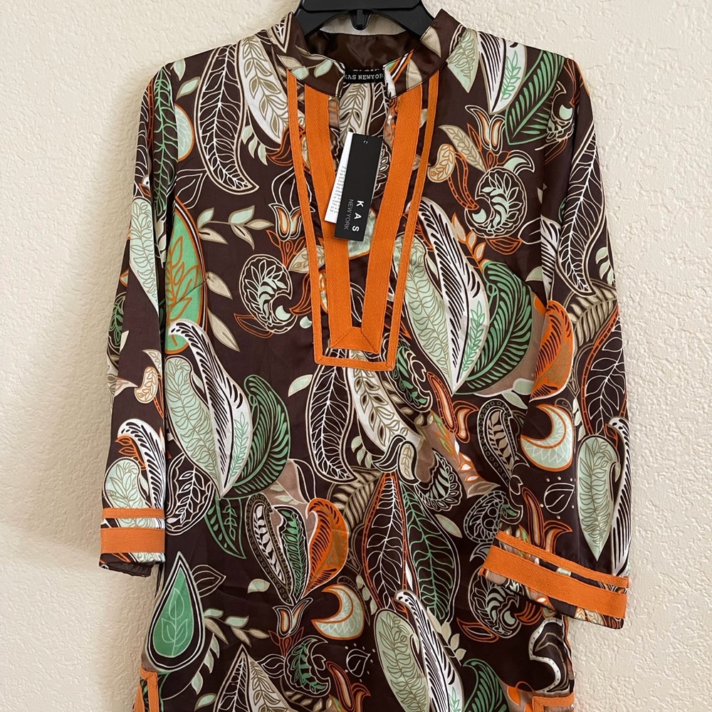 KAS NEW YORK TUNIC Women Long Sleeve Size S Boho Hippie NWT